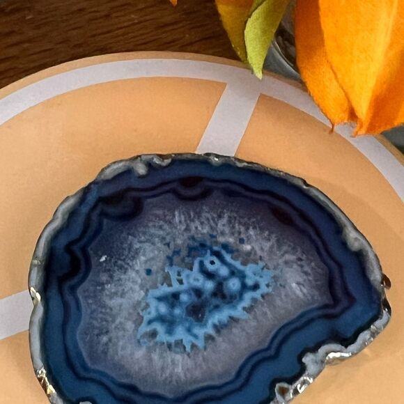 Reversible Blue Agate Stone Pendant.  #JW7 - Picture 6 of 9